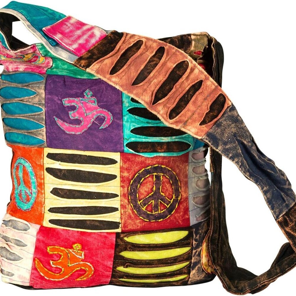Blue Red Hobo Cotton Sling Cross Body Messenger Shoulder Bag Hippie Boho Bohemia